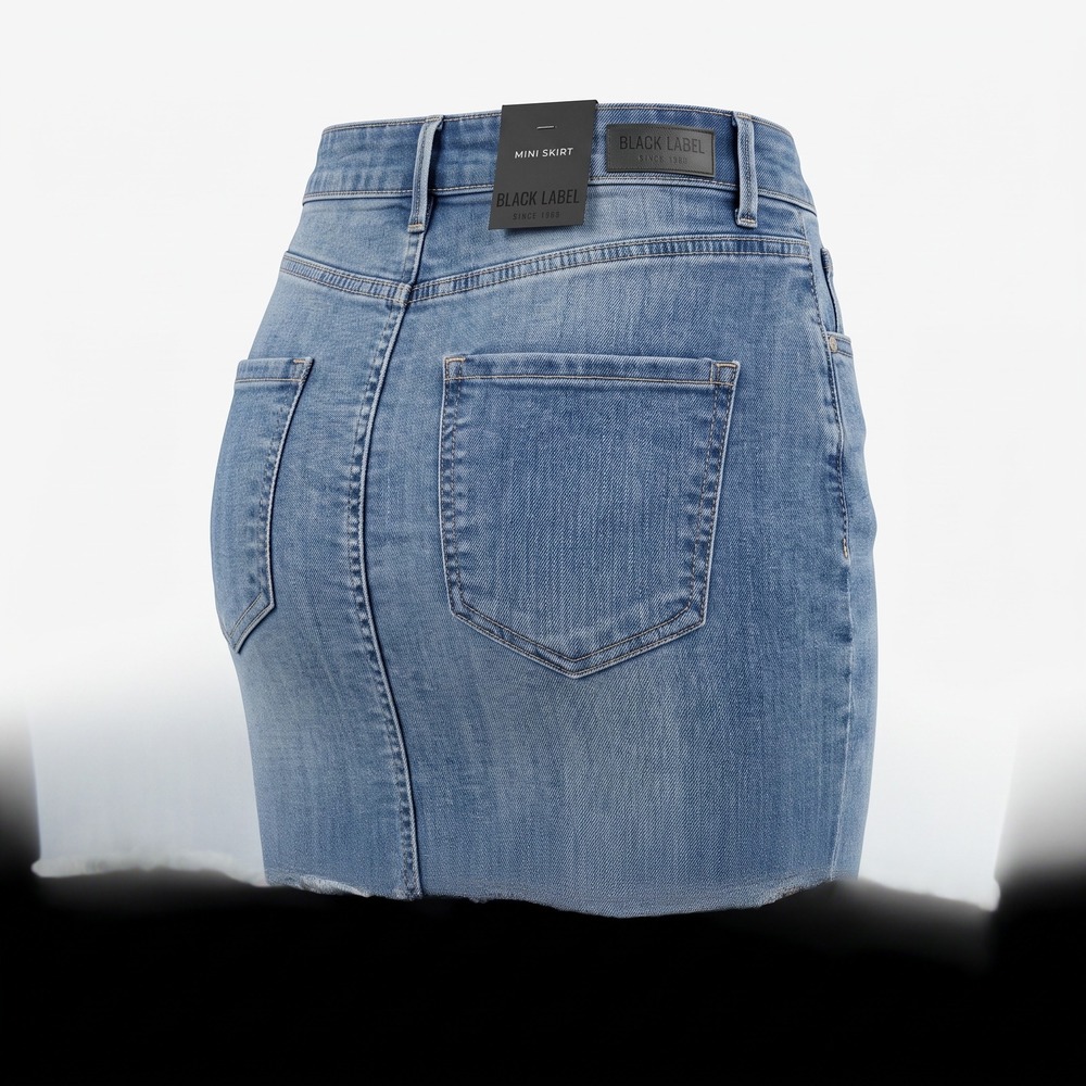 Black Label Cest Toi Distressed Denim Mini Skirt Two Tone Raw Hem Blue MS245 M - Picture 5 of 7